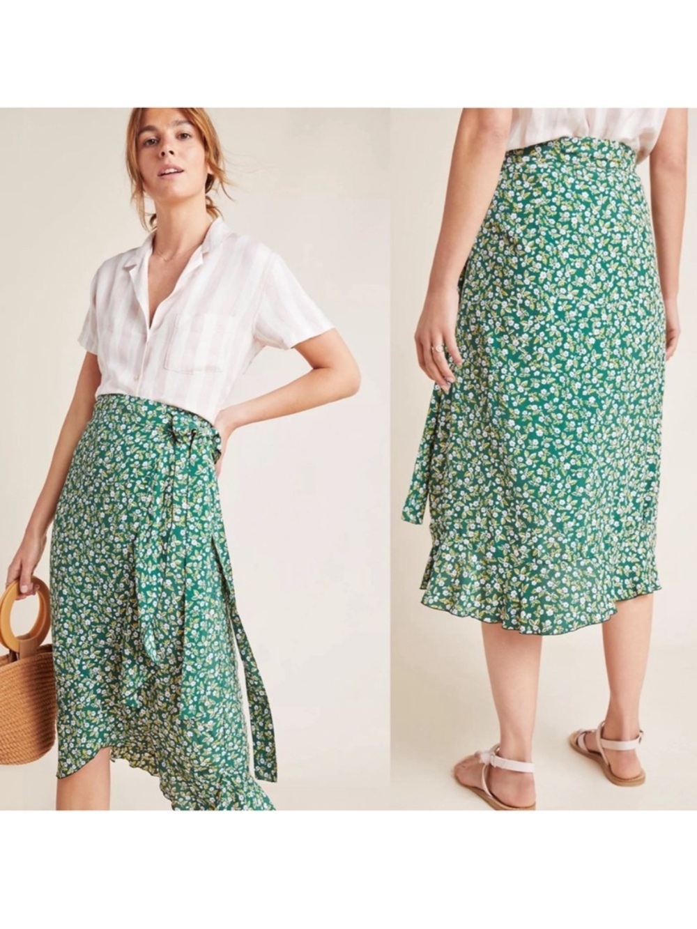 Anthropologie Celeste Wrap Midi Skirt - S
